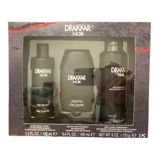 Drakkar Noir Eau De Toilette, Deodorant Spray, After Shave Lotion Gift Set 3 Pc