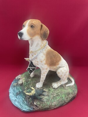 Brown and White Pointer Large Dog Figurine Stone Resin With Environment DFL106A.