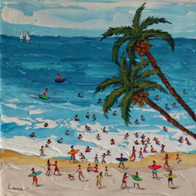 Lisa Levina Hand Signed Original Acrylic on Canvas 11.5 x 11.5