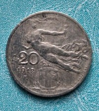 Rara Moneta da  Lire 20 1912 Spiga di Grano e Scudo Sabaudo buono stato 