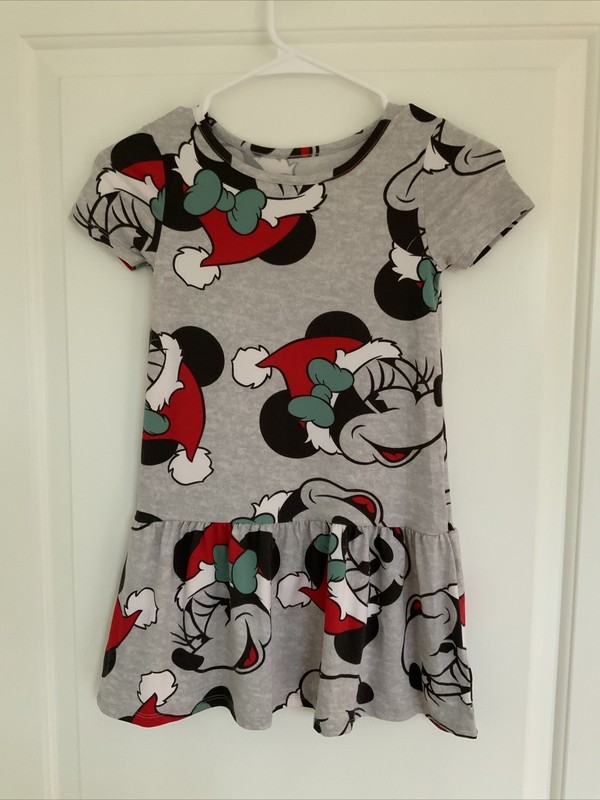 Disney Minnie Mouse Christmas Holiday Casual Short Sleeve Dress- Size 6/6x- VGUC