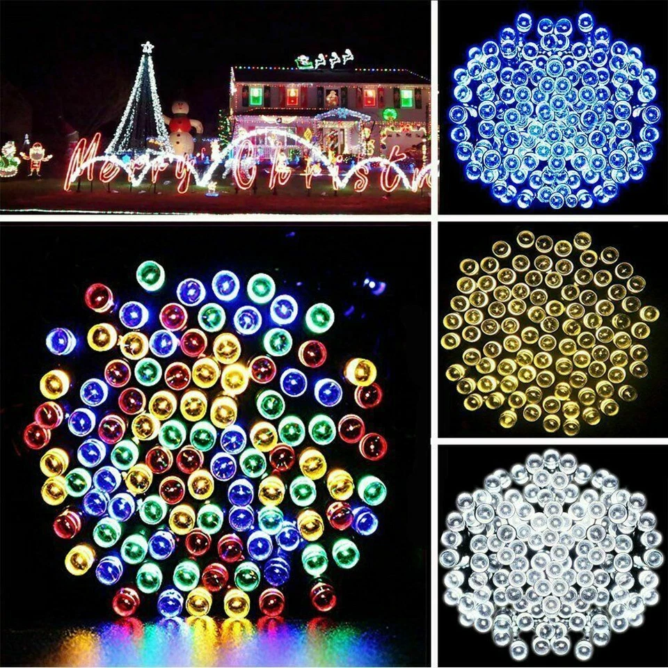 100 200 500 LED Solar String Lights Outdoor Garden Party Xmas Fairy Wedding Lamp - Image 2 of 4