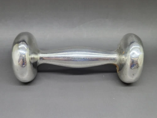 Antique Lunt Sterling Silver Baby Rattle Dumbbell 4566 37.4 Grams