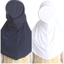 ISLAMIC 4-9 year's old ( Size L)( MUSLIM KIDS GIRLS HIJAB 1x White & 1x Black)