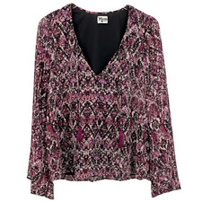 Show Me Your Mumu Shirt Womens Small Bardot Tassel Bell Sleeve Jewel Nile Top