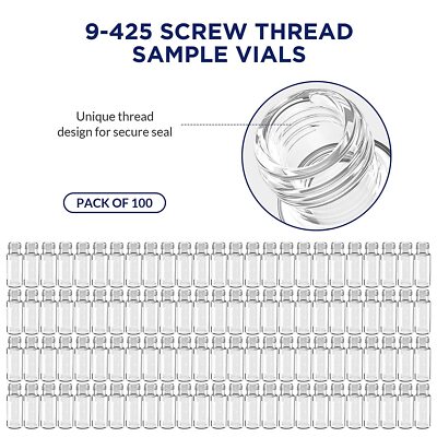 2mL Clear Glass Bottles with Graduated Marking Spot Wide Mouth 9-425 Screw Vial