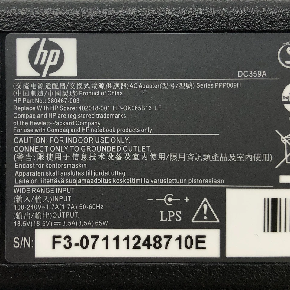 Original HP 65W AC DC Adapter 18,5V für Compaq 6520s 6720s 6820s NC4000 Ladegerät - Bild 2 von 4