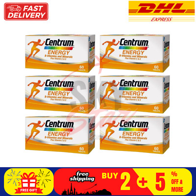 6 X 60's New Centrum Energy B-Vitamins and Minerals + Vitamin C & E