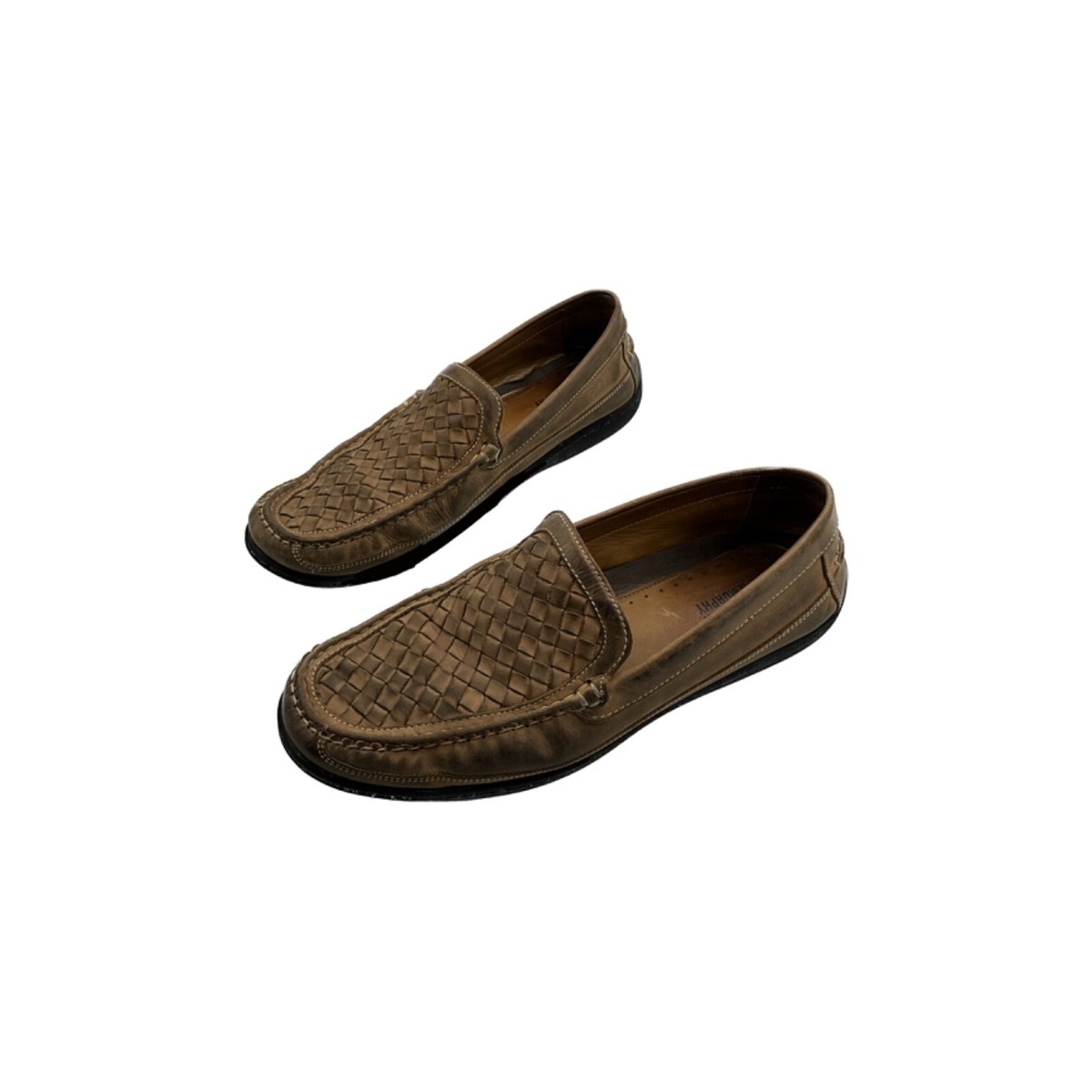 Johnston & Murphy Black Brown Sheepskin Leather Woven Driving Mocs Size 9 Johnston & Murphy Woven Brown Leather Loafers main image 3