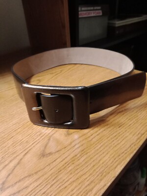 Ann Taylor 2” wide black leather belt. Size S. Brand new. Ann Taylor Black Gold metallic Leather Wide Belt Size S 37  main image 2