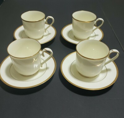 Noritake Bone China 9726 TROY Japan 8 piece. 4 Tea  Cups, 4 Saucers. 