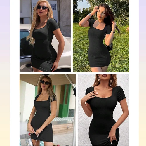 Mujeres Vestido ceñido al cuerpo sin cordones completos modelador debajo del vestido control de barriga manga corta - Imagen 6 de 34