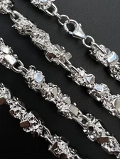 Mens HEAVY Real Solid 925 Sterling Silver Nugget Link Chain Necklace 8mm 18-30"