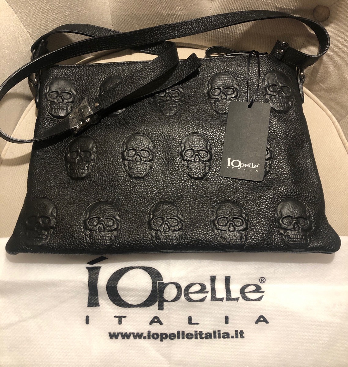 IO PELLE Italia 3D Skull Bag Color Mousse Nero NEW | eBay