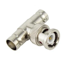 BNC 3-Way Tee Adapter Male to 2 Female Coax Coaxial Cable RF Splitter Connector