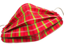 ADULT LINED FACE MASK NOSE WIRE INSERT 100 COTTON HANDMADE USA RED PLAID 