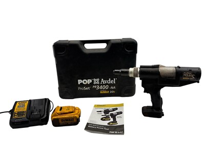POP Avdel ProSet PB3400-NA Rivet Tool Kit w/Battery and Charger Used6