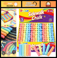 150 PCS Non-Toxic Jumbo Sidewalk Chalk Set - 30 Packs, 5 Colors, Washable Outdoo