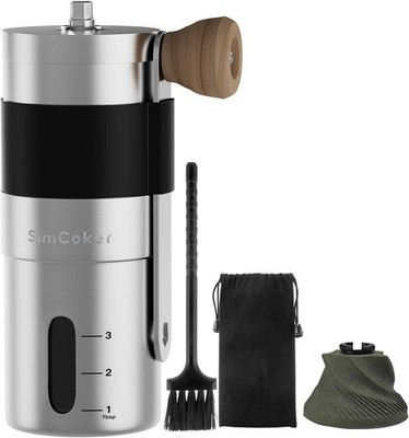 Kaffee-Mühle Manuell, Keramik-Mahlwerk mit 20 g Fassungsvermögen, Edelstahl