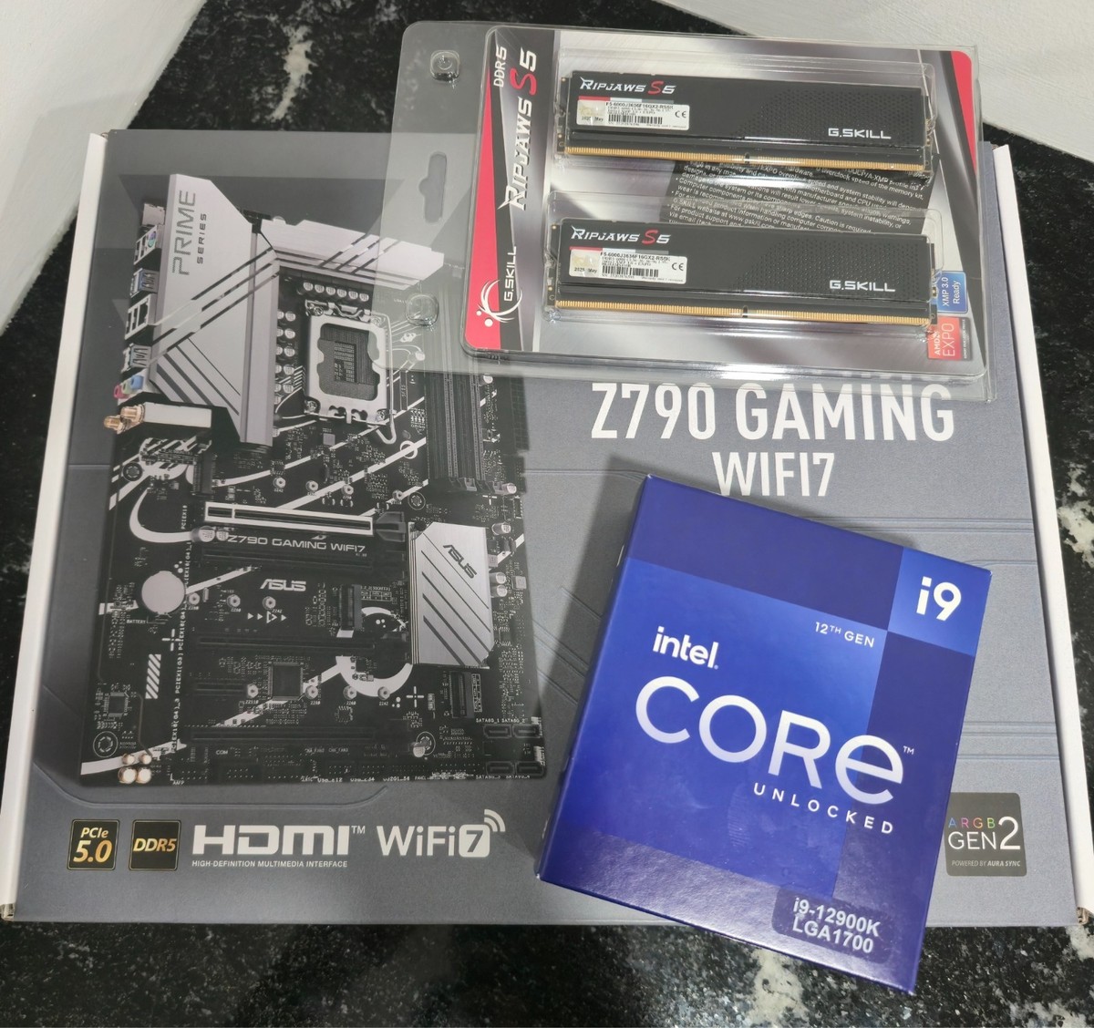 Intel i9-12900K, ASUS Z790 Prime Gaming WiFi7 , G.Skill Ripjaws S5
