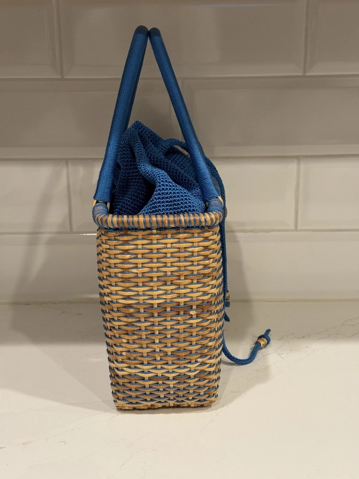 The Sak Elliott Lucca 柳条篮子 抽绳 手提包 托特包 钱包 9x7x3 蓝色 — 第 2/4 张图片