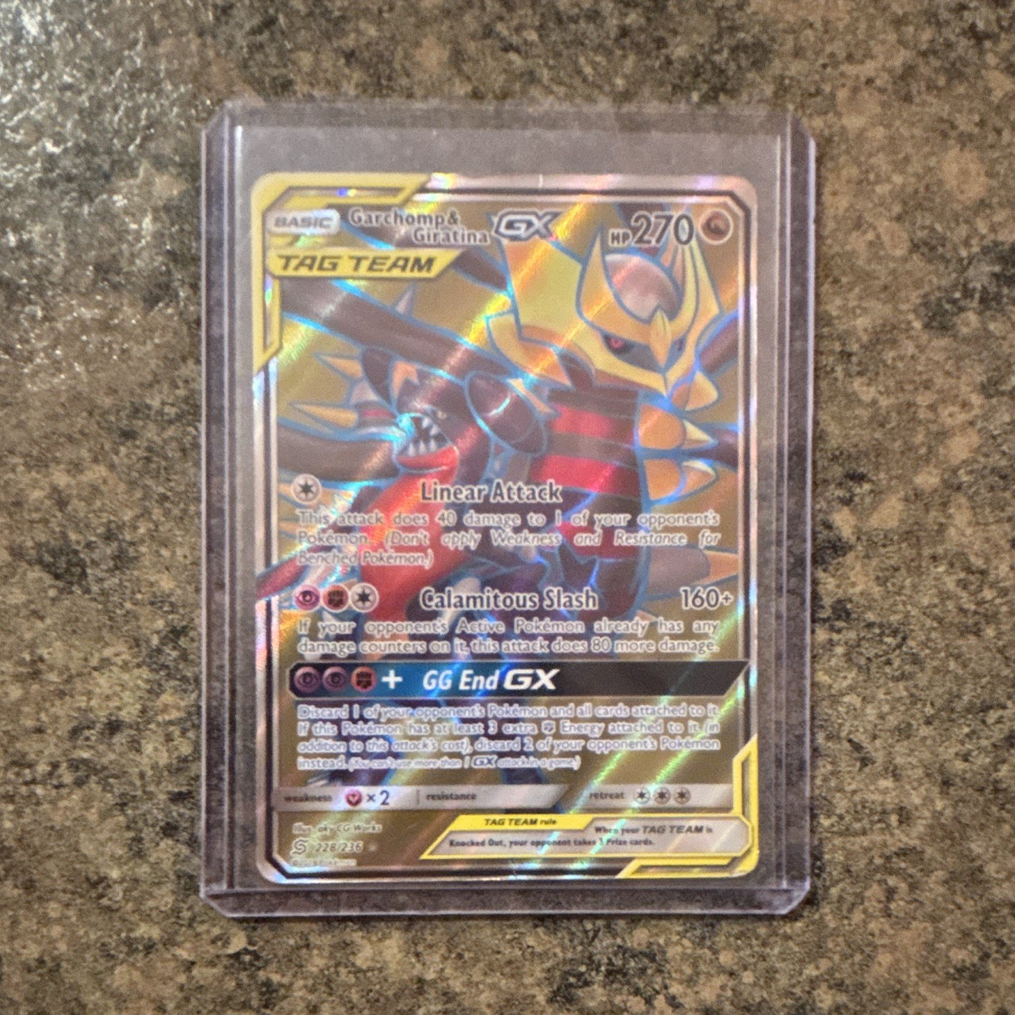 Garchomp & Giratina GX TAG TEAM Full Art Ultra Rare Holo Unified Minds 228/236