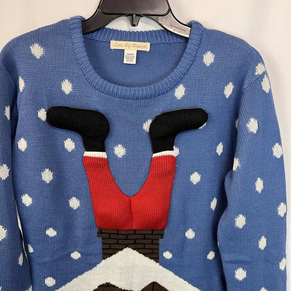 Suéter feminino Love by Design pequeno feio Natal Papai Noel preso na chaminé - Imagem 2 de 4