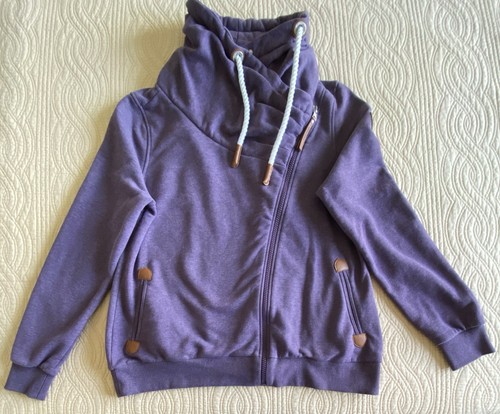 Wanakome Hestia Cowl Neck Full Zip Hoodie Womens XXL Heavy Purple Sweater Jacket