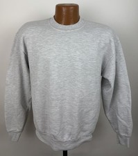 Vintage Jerzees Sweatshirt Mens Medium Heather Gray Blank Crewneck Lightweight