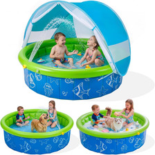 Kids Pool for Toddler, Foldable Kiddie Pool with Removable Canopy, Portable Baby