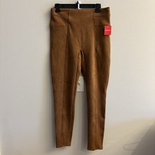 SPANX Faux Suede Leggings Size Large Rich Caramel High Waist NEW