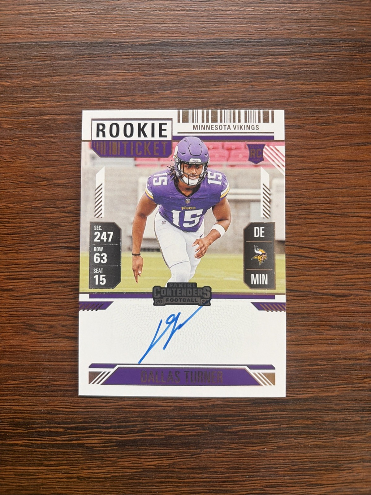 Dallas Turner Panini Contenders #123 Autograph