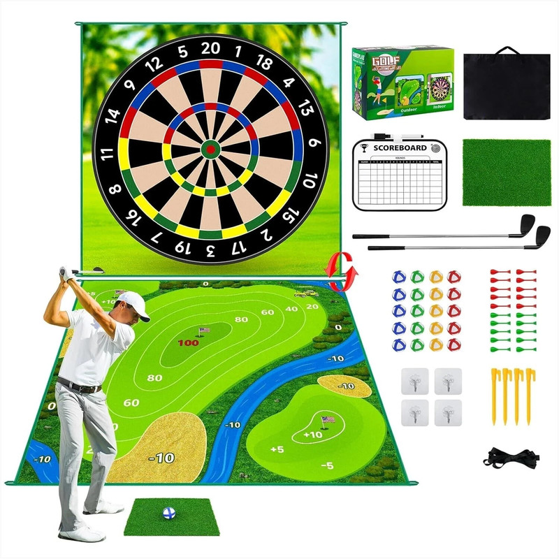 70"x70"Double-Sided Golf Chipping Game Mat-Golf Practice Kit Family Fun&Training