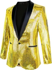 Sequin Metallic Blazer for Men Shiny Tuxedo Jacket for Prom Wedding Party