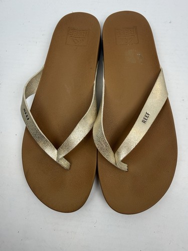Reef Cushion Women's Size 9 Flip Flop Gold Comfort Flat Slip On Thong Sandal