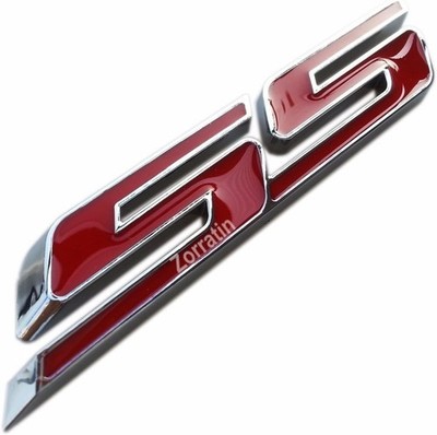 Slant SS Grill Side Trunk Emblem Badge Decal with Adhesive for Camaro Impala Red