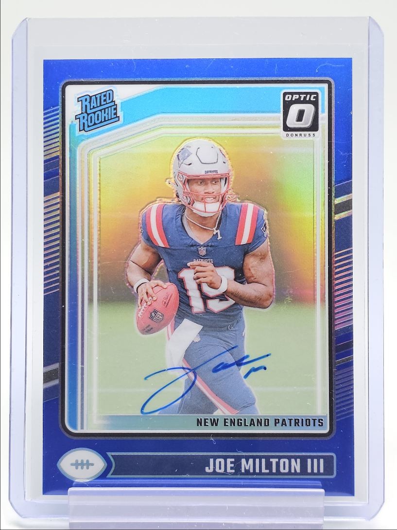 JOE MILTON III 2024 DONRUSS OPTIC RATED ROOKIE BLUE PRIZM RC AUTO /99 Q2005
