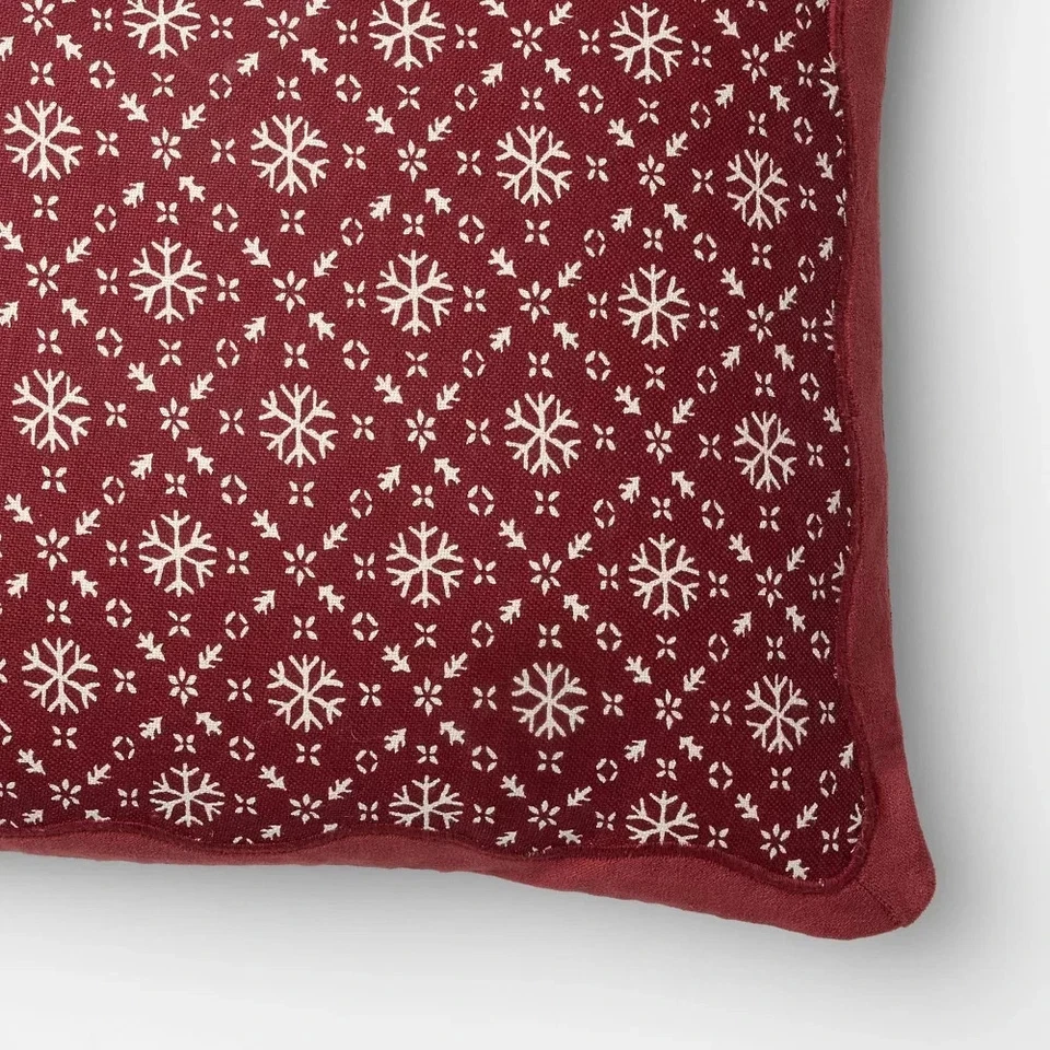 14"x20" Velvet Snowflake Pillow Burgundy- Threshold Designed by Studio McGee NWT - Image 4 of 4