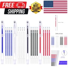 Heat Erasable Pens 4 Pieces Fabric Marking Pens with 20 Refills for Quilting...