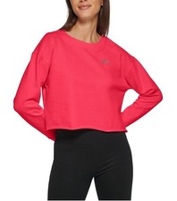 DKNY Women's Metallic Logo Cropped Light Sweatshirt XL NEW 60 DP2T8849