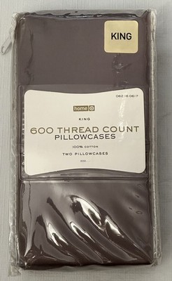 NEW 600 THREAD COUNT KING PILLOWCASES LUXURY COTTON GRAY 1 PK 2 CASES 20 X 40 in