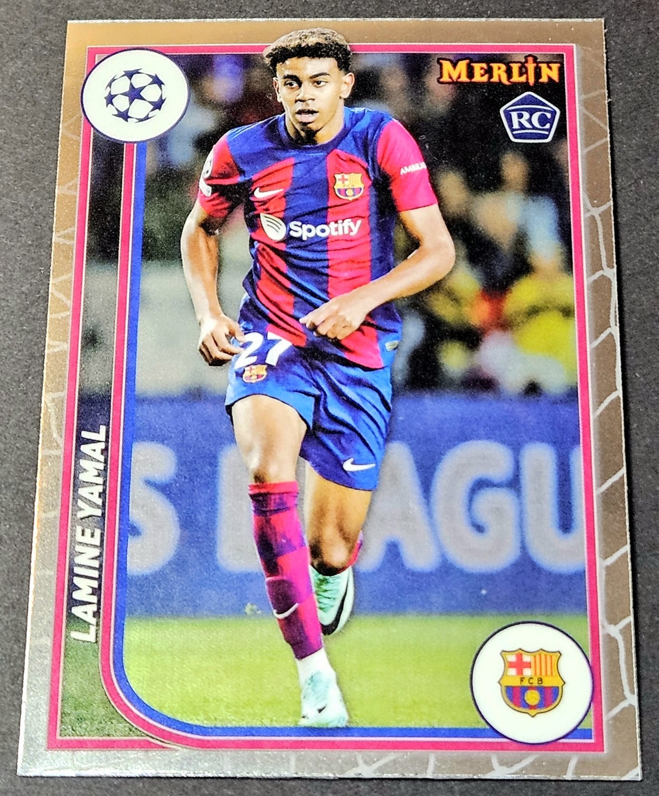 Lamine Yamal Rookie 2023-24 Topps Chrome Merlin UEFA Club Competitions RC #27