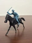VINTAGE MARX FORT APACHE PLAYSET LONG COAT CAVALRYMAN W/SWORD IN THE AIR & HORSE