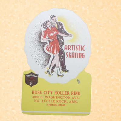 1940s North Little Rock Arkansas Vintage Roller Skating Rink Sticker Rose City