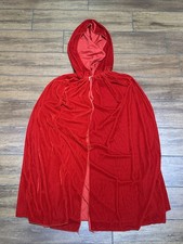 Red Velvet Hooded Cape Cloak One Size Little Red Riding Hood Halloween Costume