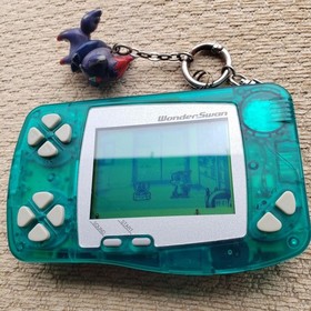 Bandai WonderSwan Skeleton Clear Green Frozen Mint Console with Keychain Tested