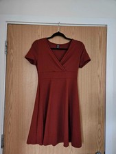 Shein surplice neck dress rust brown