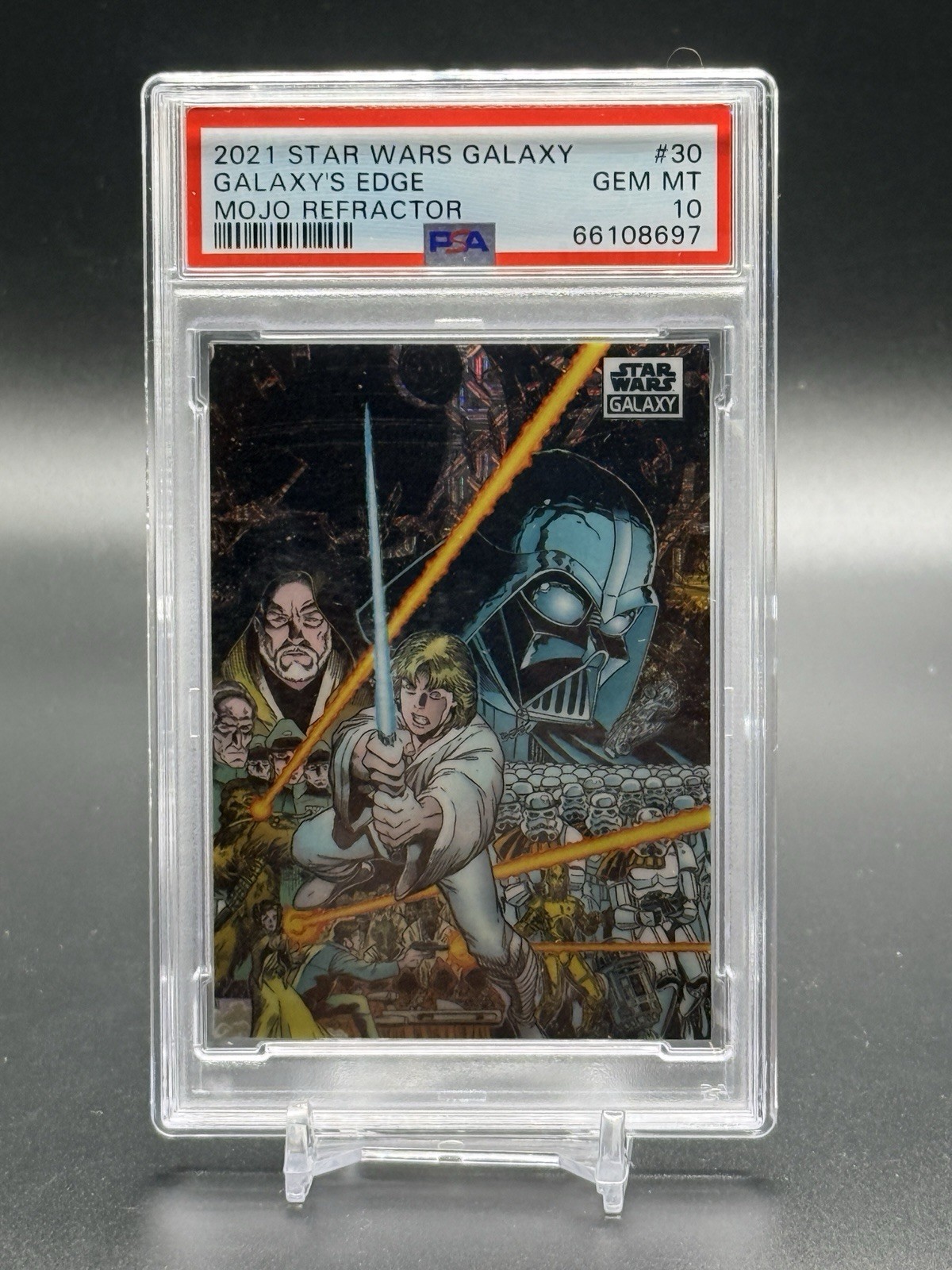 2021 Topps Star Wars Galaxy Chrome Galaxy’s Edge #30 Mojo Refractor 32/50 PSA 10 view 2