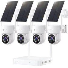 Solar Security Cameras Wireless Outdoor, 360° Pan & Tilt Home Security Camera...