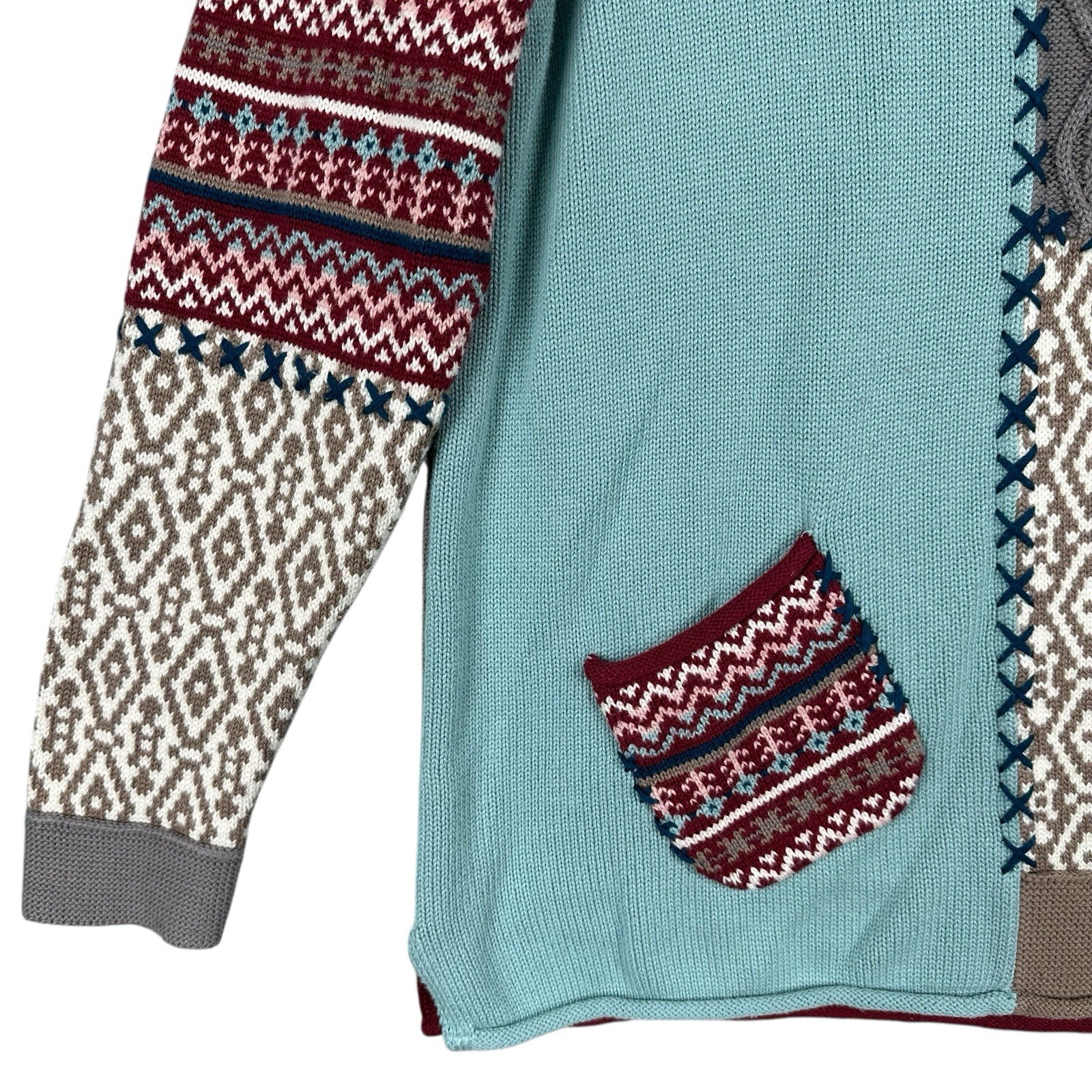 Coldwater Creek M Patchwork Knit Pullover Cowl Ne… - image 3